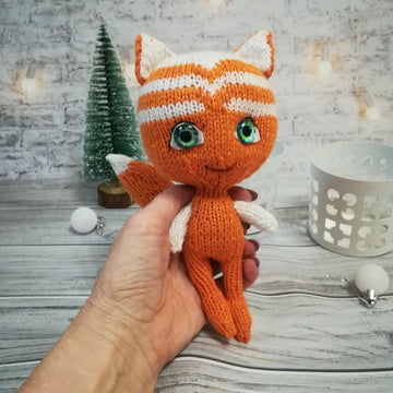 Knitting pattern cute toy pink bug and little fox From the Kwami collection