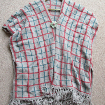 Checked Blanket Poncho