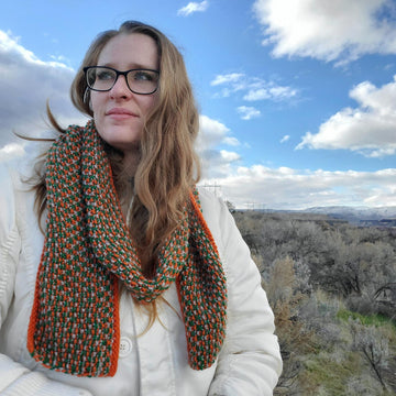 Three Color Seed Stitch Scarf