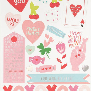 American Crafts Lucky Us Cardstock Stickers 5.5"X12" 2/Pkg - Accents & Phrases W/Iridescent Foil