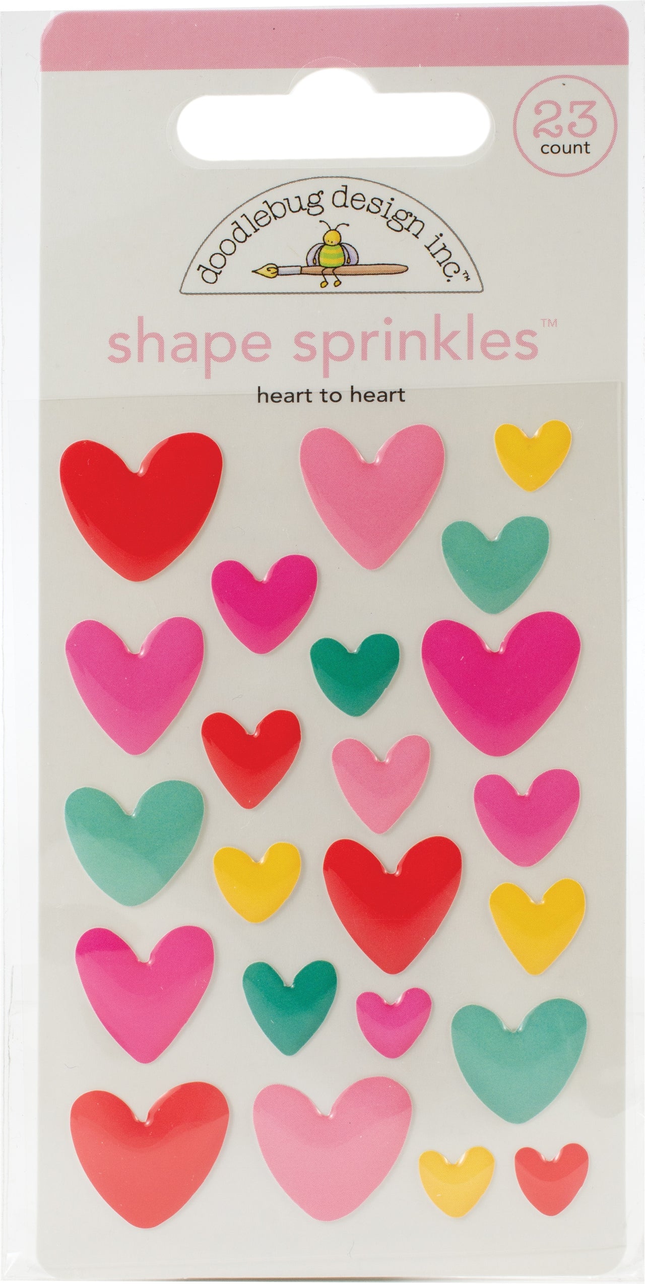 Doodlebug Sprinkles Adhesive Enamel Shapes - Heart To Heart, Love Notes