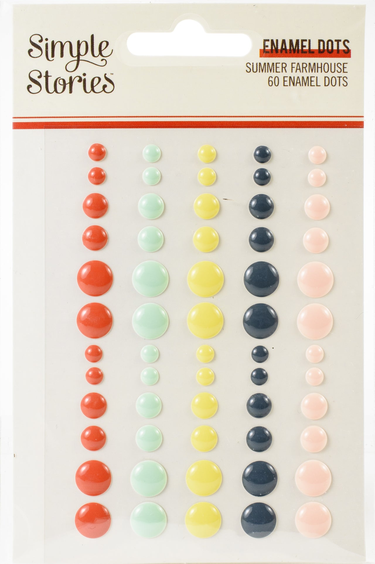 Simple Stories Summer Farmhouse Enamel Dots Embellishments 60/Pkg - 619781