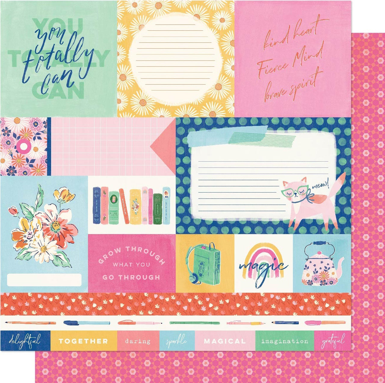American Crafts Dear Lizzy She's Magic Double-Sided Cardstock 12"X12" 25/Pkg - You Totally Can