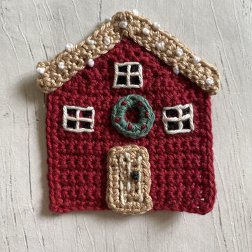 Winter Cottages Crochet Cushion