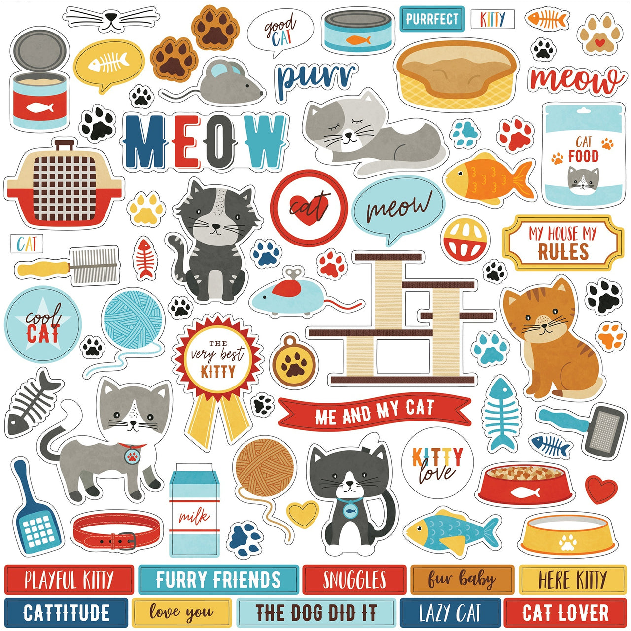 Echo Park Paper I Love My Cat Cardstock Stickers 12"X12" - Elements