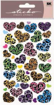 Sticko Dimensional Stickers - Animal Print Hearts