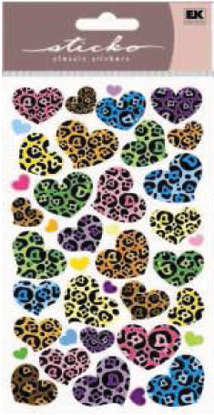 Sticko Dimensional Stickers - Animal Print Hearts
