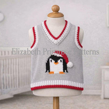 Christmas Penguin Tank Tops DK Knitting Pattern P167 – 6 Months to 2 Years – Elizabeth Primrose Patterns
