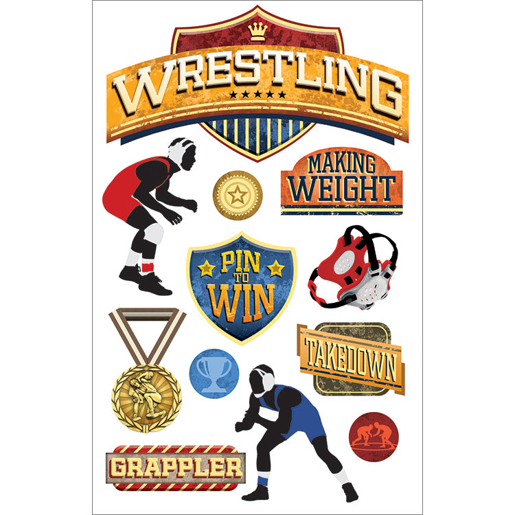 Paper House 3D Stickers 4.5"X7.5" - Wrestling