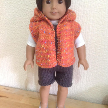 Dolls hooded gilet and dungarees