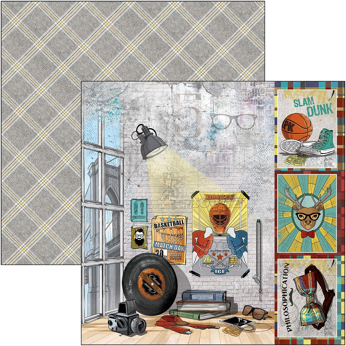 Ciao Bella Double-Sided Paper Pack 90lb 12"X12" 12/Pkg - Hipster, 12 Designs/1 Each