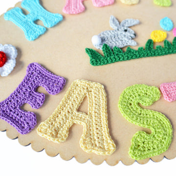 Easter Applique. Wall Plaque. Crochet Letters. Bunny Embellishment. Easter Pattern.