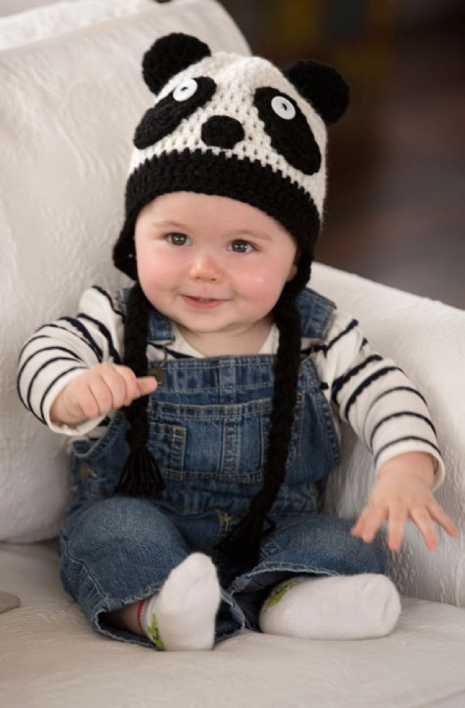Panda Baby Hat in Red Heart Super Saver Economy Solids - LW4404