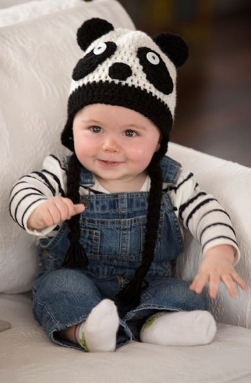 Panda Baby Hat in Red Heart Super Saver Economy Solids - LW4404