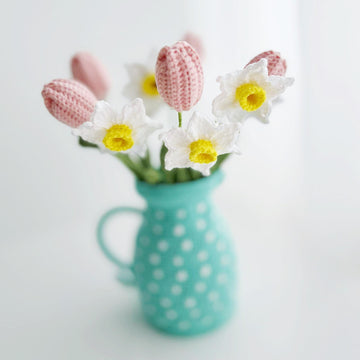 Crochet flower vase, crochet flowers, crochet pitcher, Jug with flowers