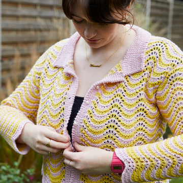 Lacy Cardigan -  Cardigan Knitting Pattern For Women in The Yarn Collective Rivoli Sport by Harriet Hill