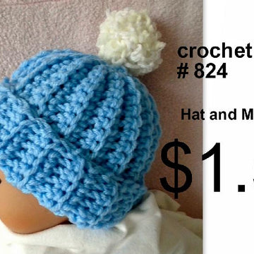 824 Baby Hat and Mittens Set