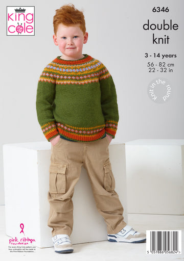 Fairisle Sweaters in King Cole Merino Blend DK - 6346 - Leaflet