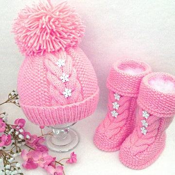 Knitting PATTERN Warm Baby Set Shoes and Hat
