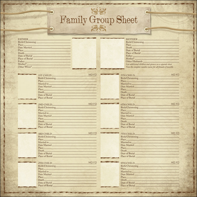 Karen Foster Ancestry Paper 12"X12" 25/Pkg - My Family Group Sheet