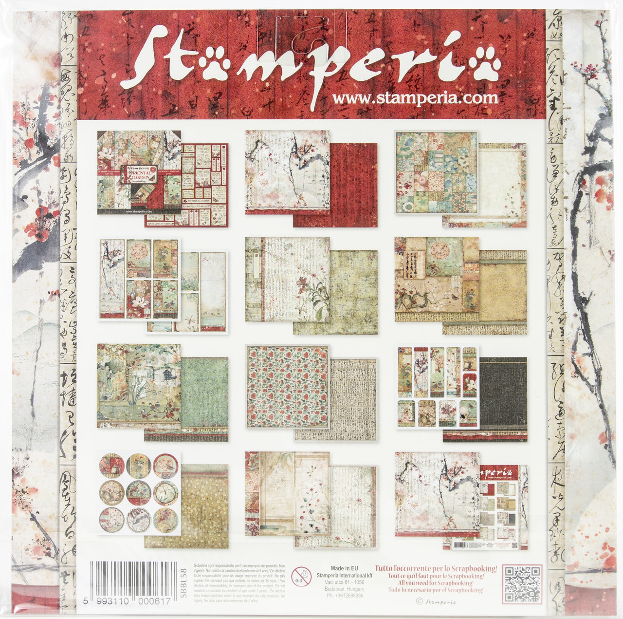 Stamperia Intl Stamperia Double-Sided Paper Pad 12"X12" 10/Pkg - Oriental Garden, 10 Designs/1 Each
