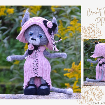 Doll Clothes Сrochet pattern: Outfit Rose for Little animal.