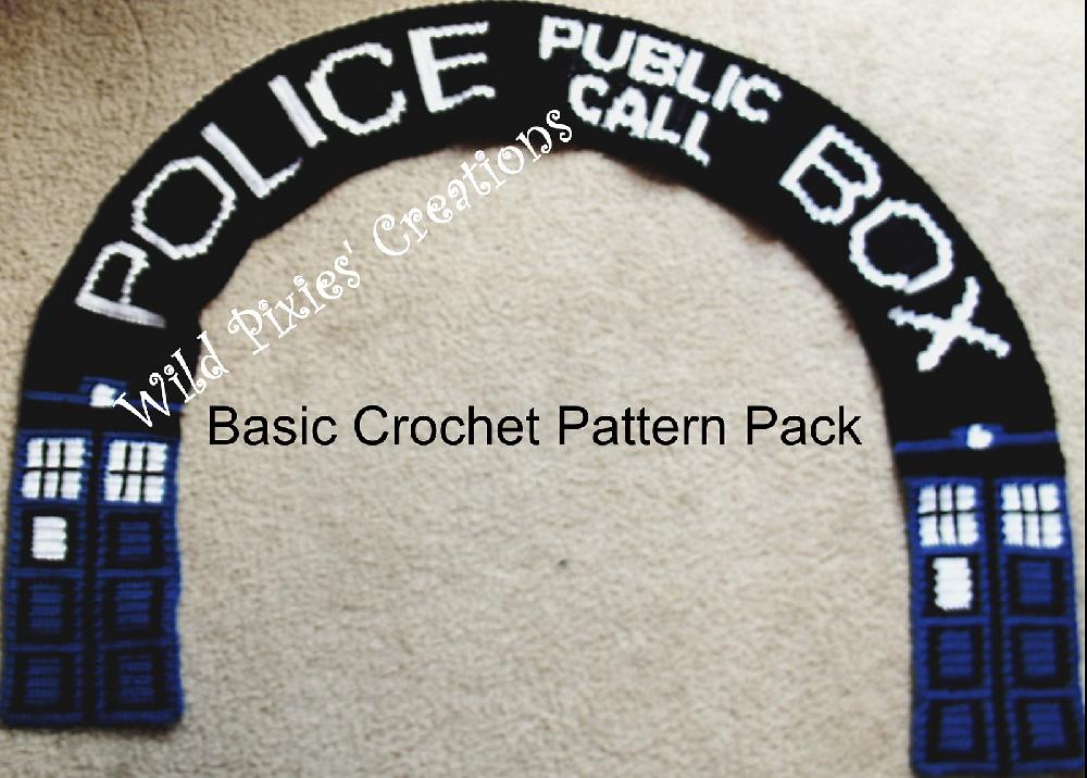 Whovian Phrase TARDIS Scarf. BASIC PACK