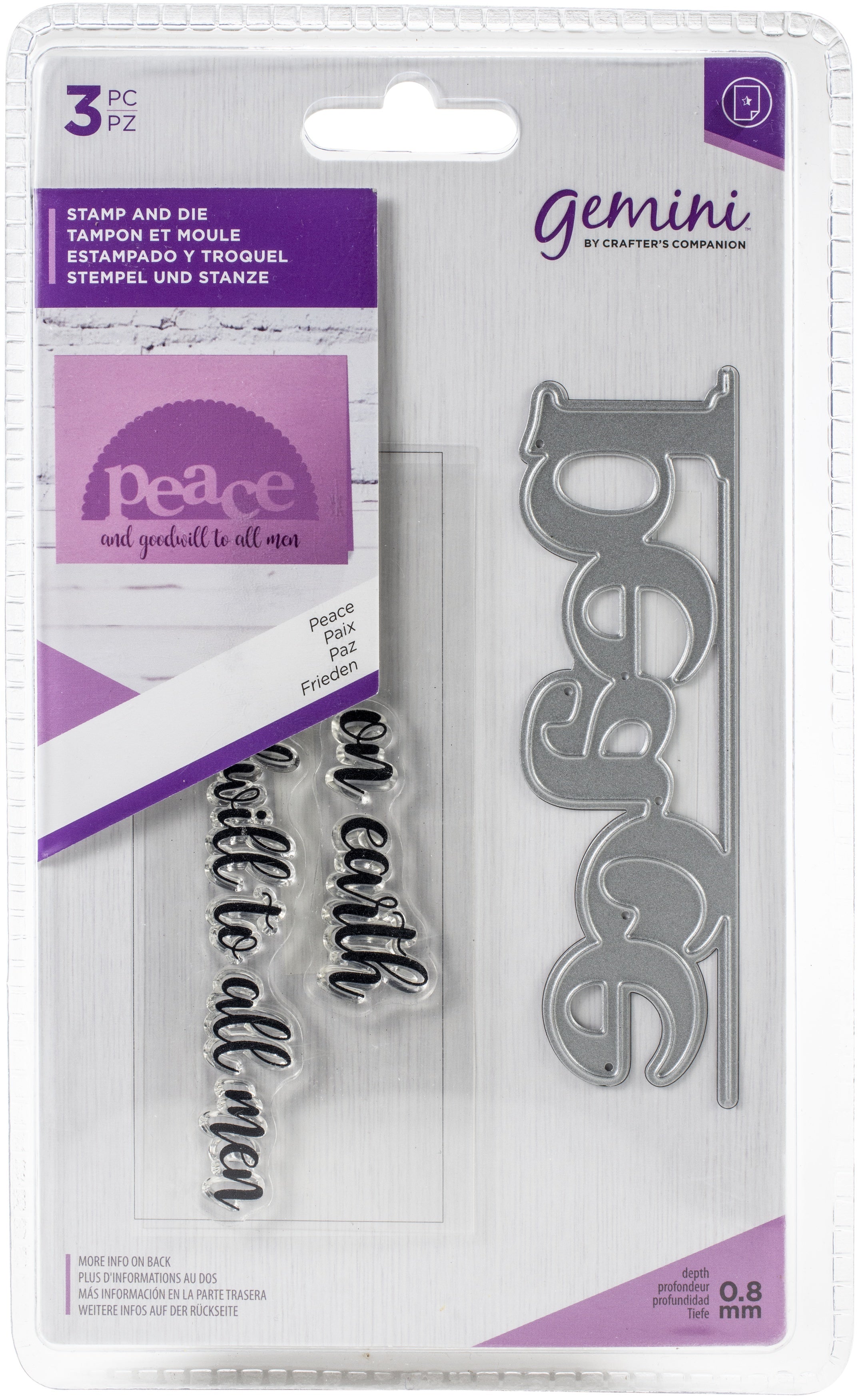 Crafter's Companion Gemini Word Edge'Ables Stamp & Die - Peace