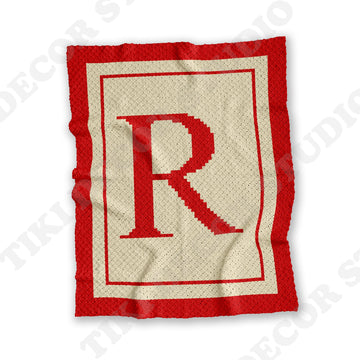 Initial Letter R Stroller Blanket C2C CROCHET PATTERN