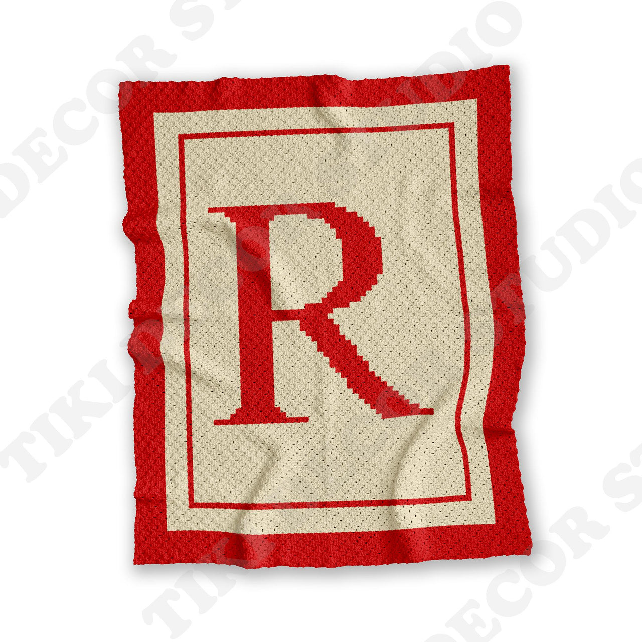 Initial Letter R Stroller Blanket C2C CROCHET PATTERN
