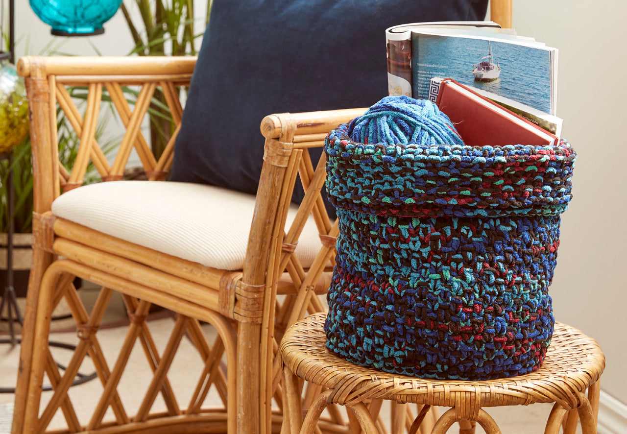 Boho Knit Basket in Bernat - Downloadable PDF