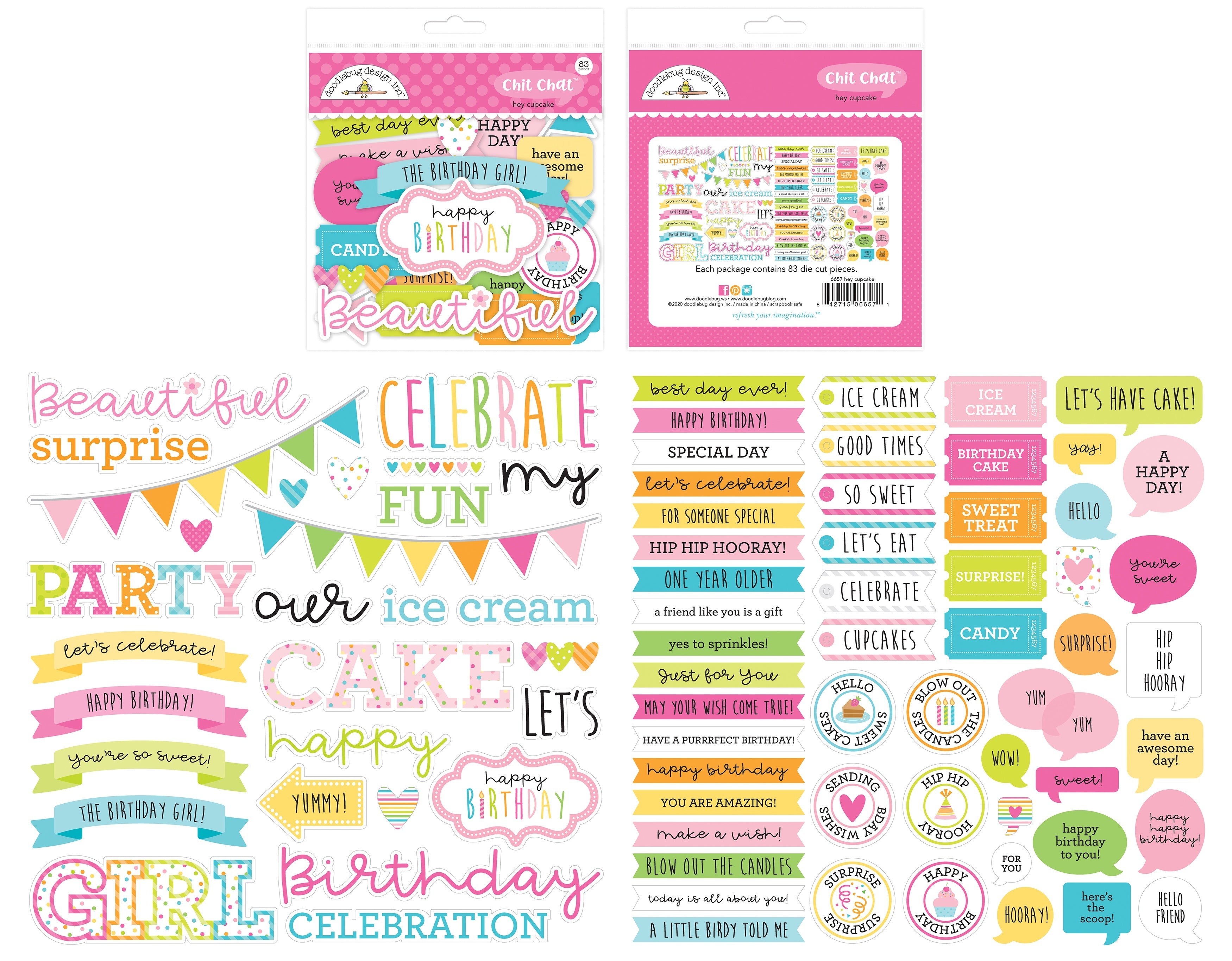 Doodlebug Odds & Ends Chit Chat Die-Cuts - Hey Cupcake