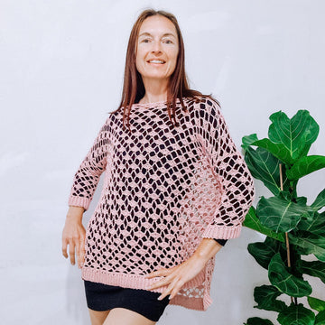 Rose Lace Easy Oversized Summer Sweater