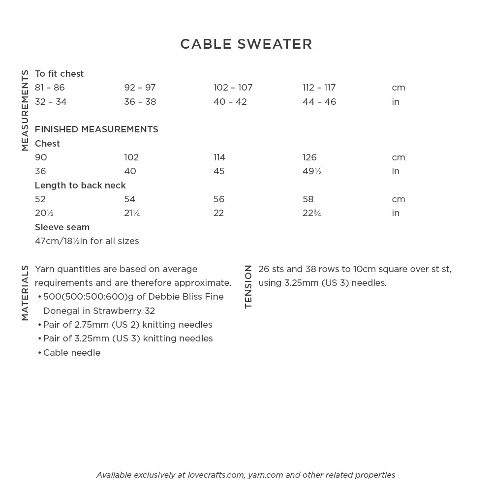Cabled Sweater - Sweater Knitting Pattern For Women in Debbie Bliss Fine Donegal by Debbie Bliss