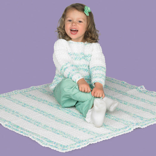 Crochet Sweater & Blanket in Red Heart Econo Solids and Prints & Multis - LW1513 - Downloadable PDF