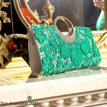 Lace emerald wedding bag