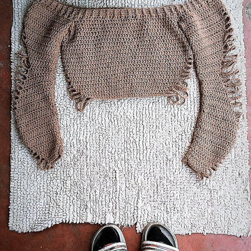 Distressed Crochet Offshoulder Top