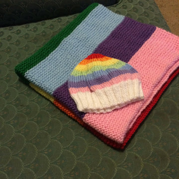 Gorgeous Rainbow Baby Blanket and Rainbow Baby Beanie Patterns
