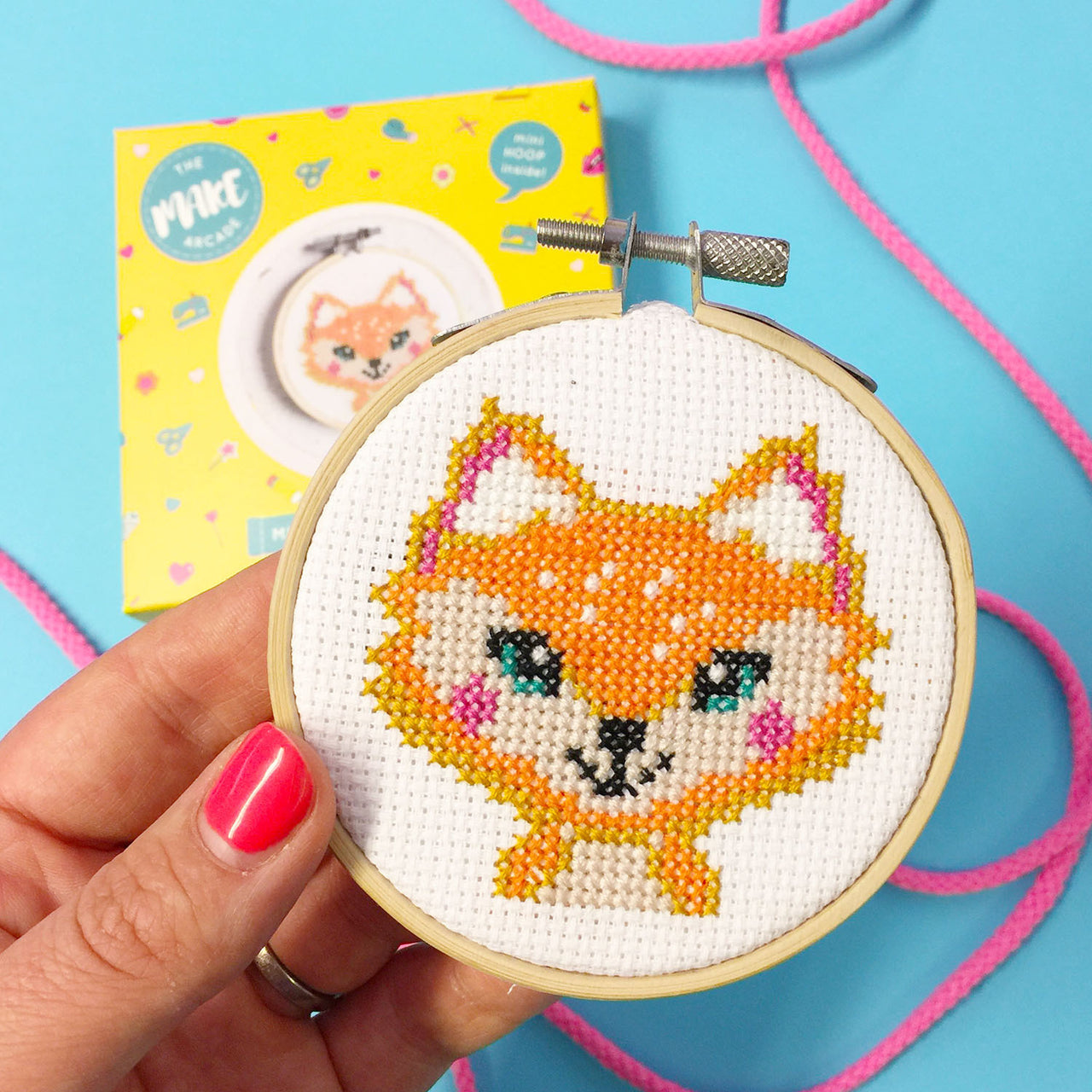 The Make Arcade Florence Fox Cross Stitch Kit - 3 Inch