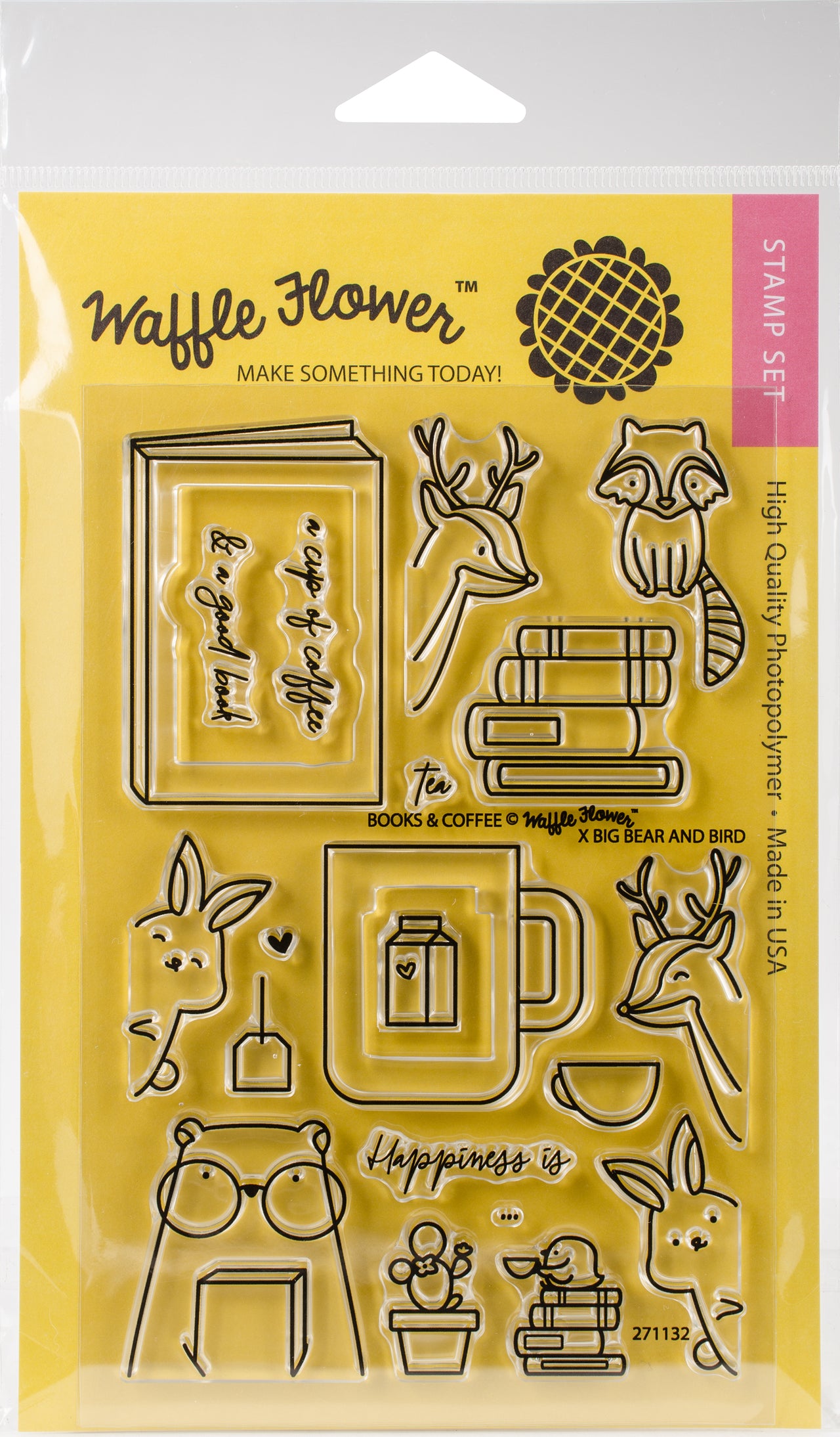 Waffle Flower Crafts Clear Stamps 4"X6" - Books & Coffee