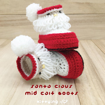 Santa Booties Crochet Pattern by Kittying