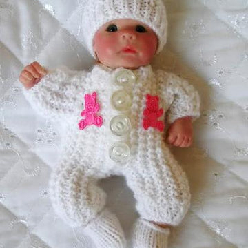 Dolls knitting pattern for 5-8 inch Berenguer, Romper suit, Hat & Boots
