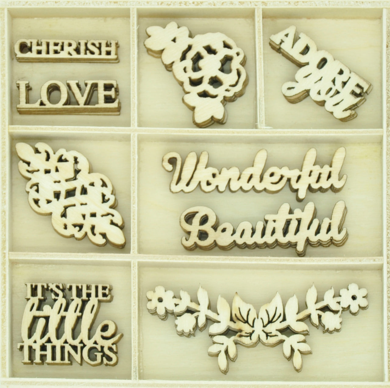 Kaisercraft Wood Mini Themed Embellishments - Wonderful, 45/Pkg