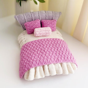 Crochet Doll bed, amigurumi doll furniture, crochet doll furniture