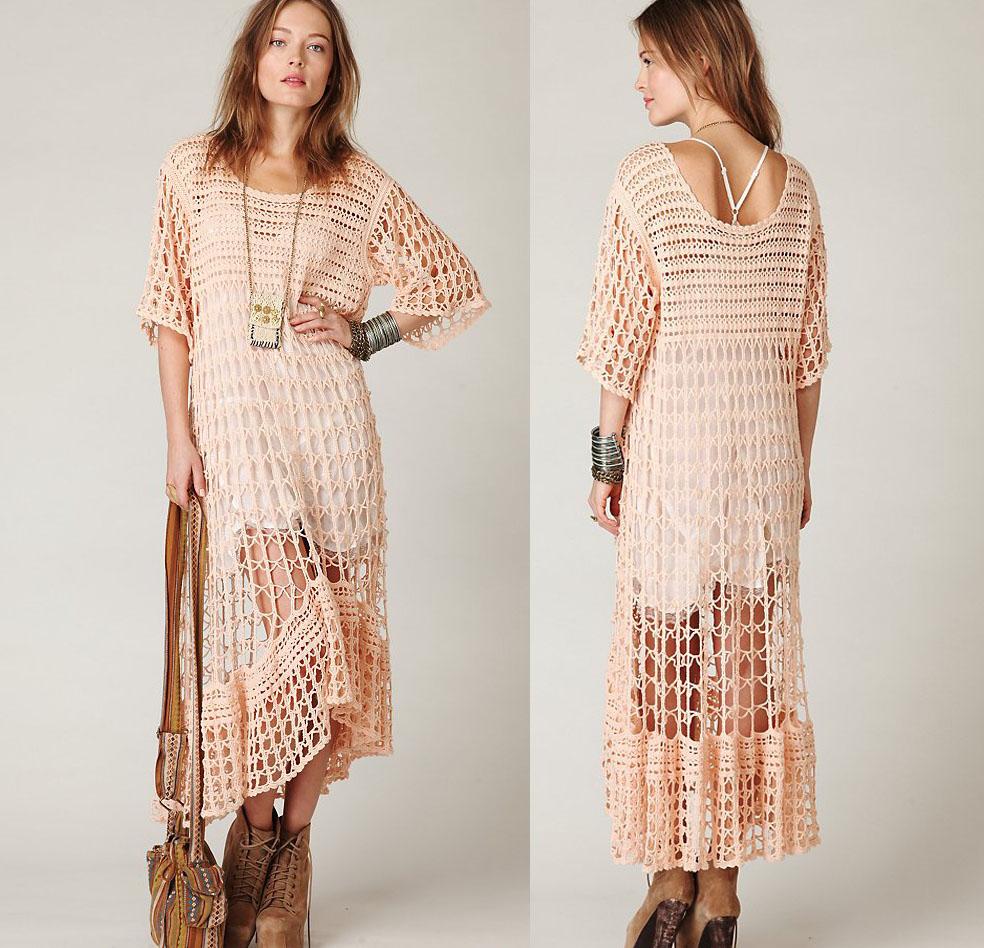 Crochet maxi summer boho dress