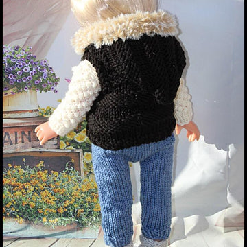 Knitting Pattern OG1 Jeggings, Sweater, Bodywarmer & Boots to fit 18 inch Fashion Doll