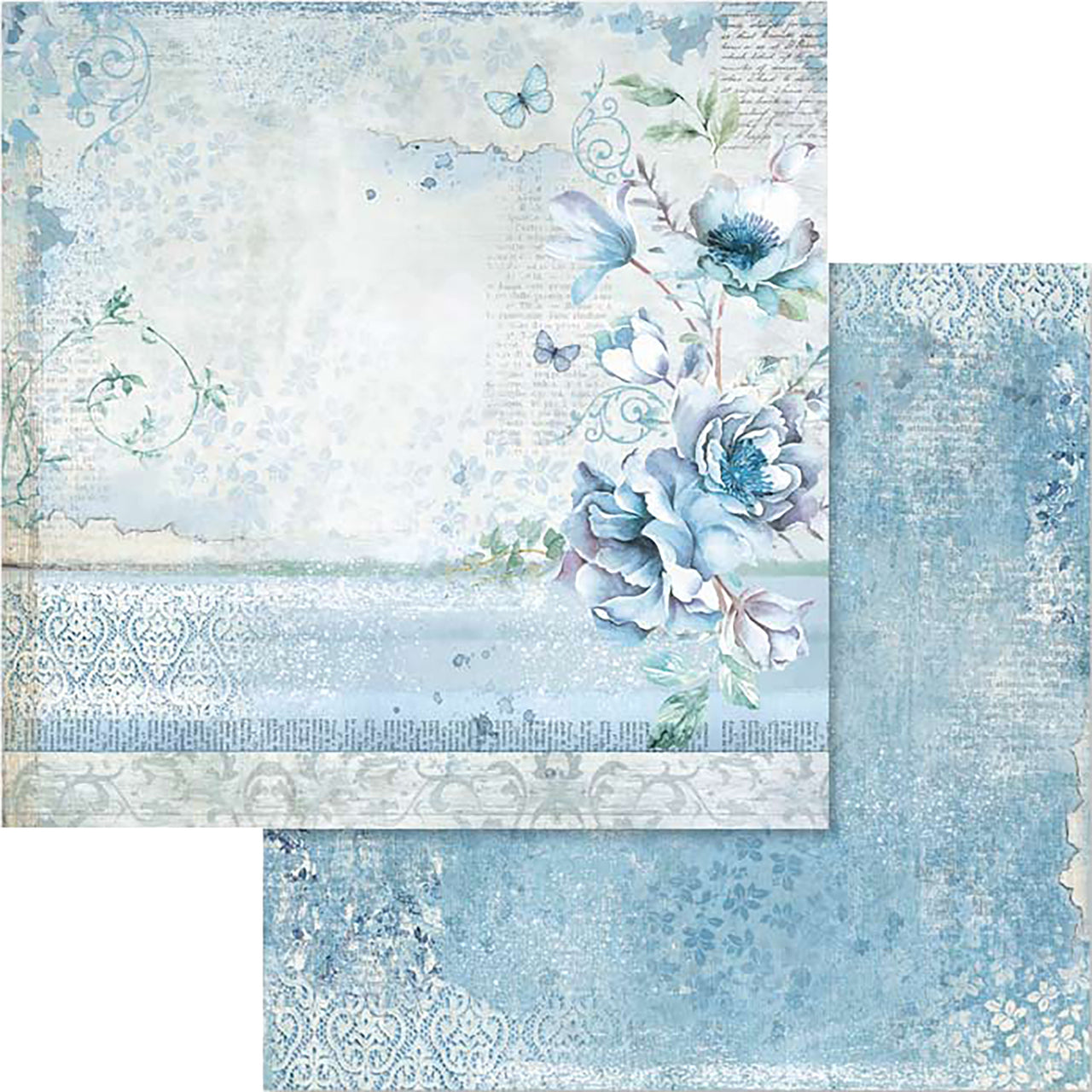Stamperia Intl Stamperia Double-Sided Cardstock 12"X12" 10/Pkg - Blue Land Flower