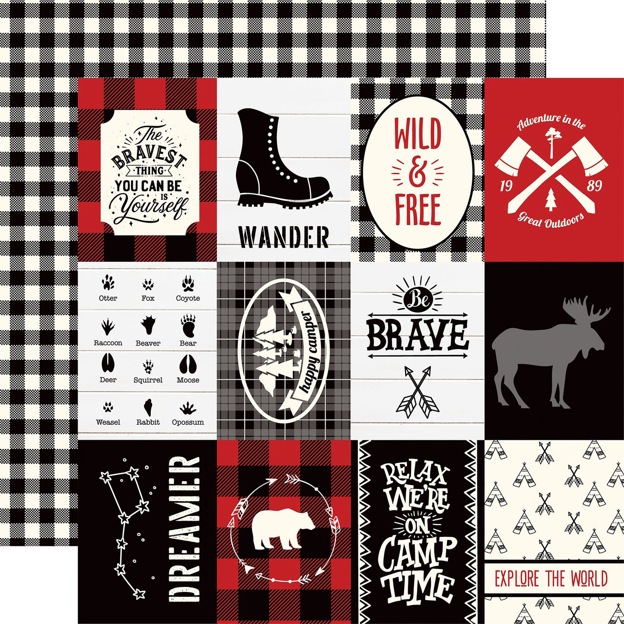 Echo Park Paper Little Lumberjack Double-Sided Cardstock 12"X12" 25/Pkg - 3"X4" Journaling Cards
