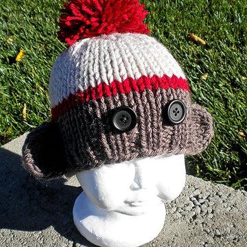 Knitted Sock Monkey Hat