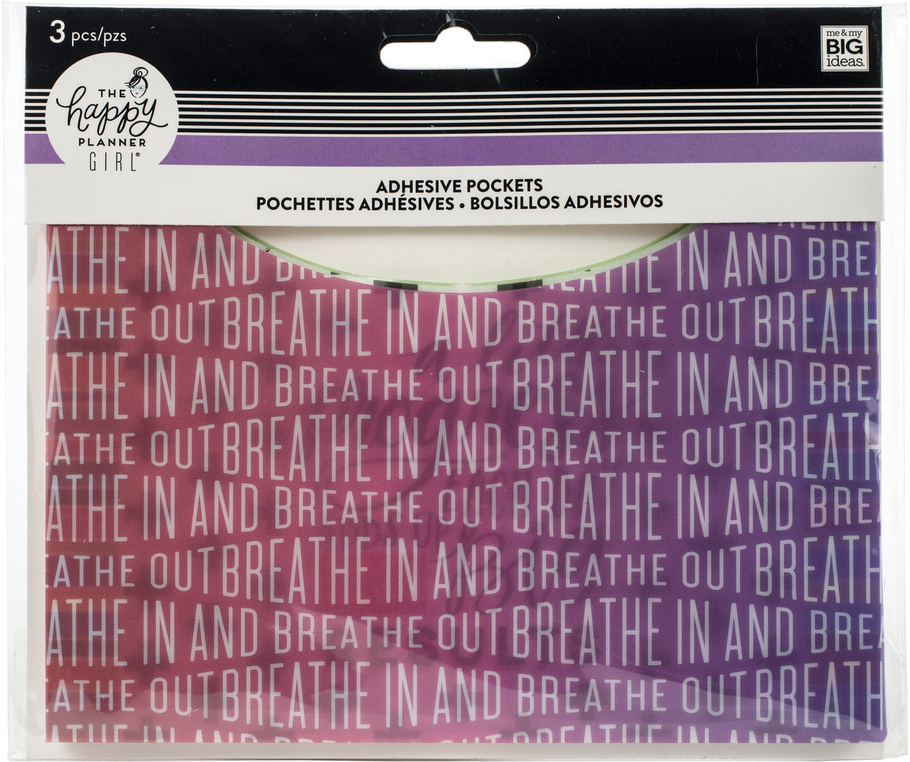 The Happy Planner Big/Medium Adhesive Pockets 4.5"X6.5" 3/Pkg - Healthy Hero
